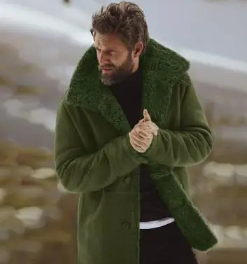 Зимняя куртка мужская теплая парка утепленное пальто длинный Тренч хлопок флис мужская верхняя одежда зимнее пальто зеленый Бомбер куртка ветровка - Цвет: army green