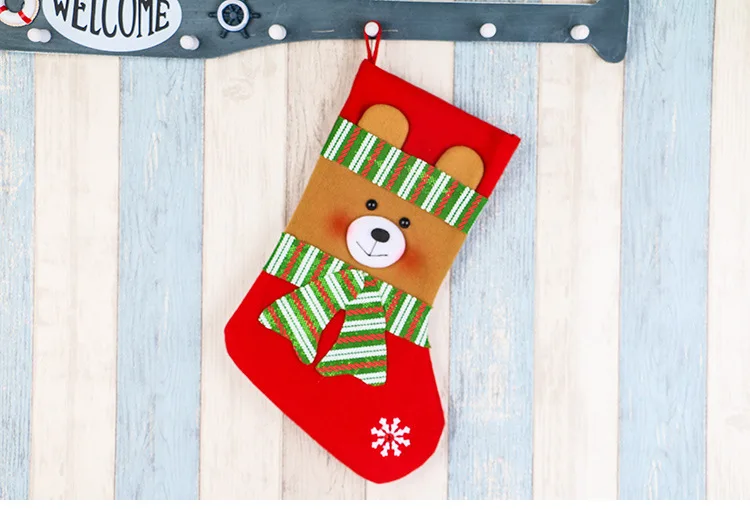 Мультфильм рождественские украшения Xmas подарок мешок Санта Клаус лося носки камин Рождество дерево подвесной кулон