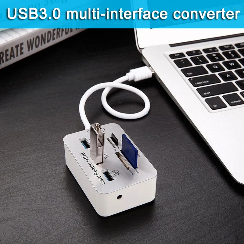 3 порта USB Multi-In-1 концентратор MS SD M2 TF считыватель карт памяти Алюминиевый адаптер FKU66