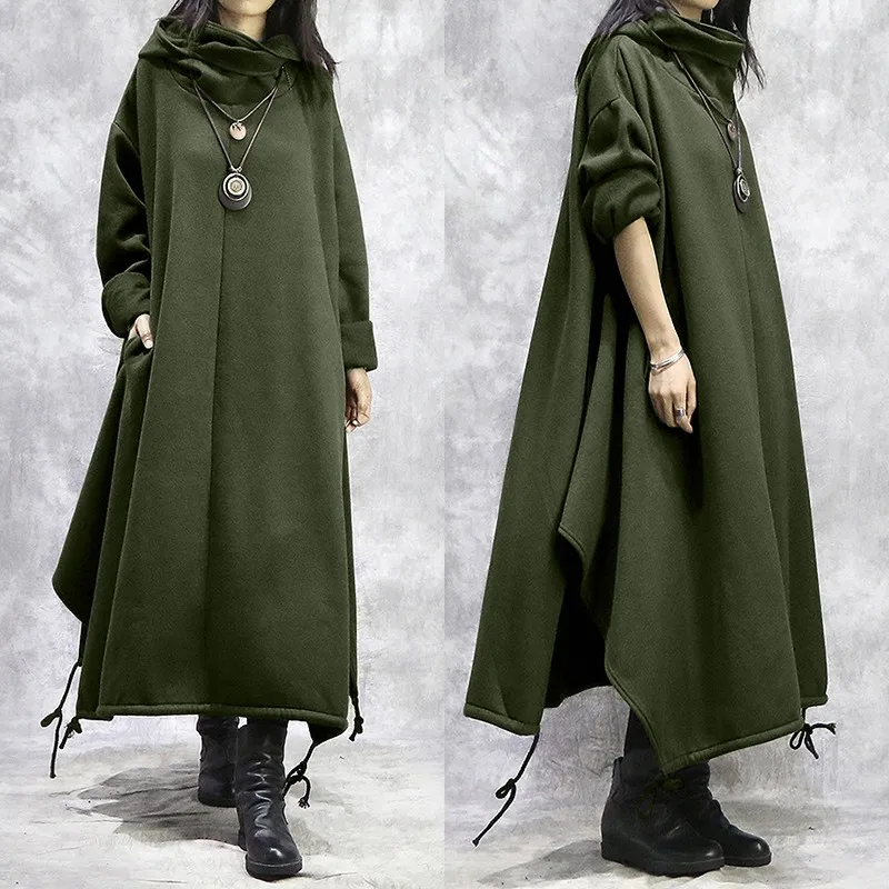 Свитшот Caftan платье женский сарафан с высоким воротником 2021 ZANZEA повседневные