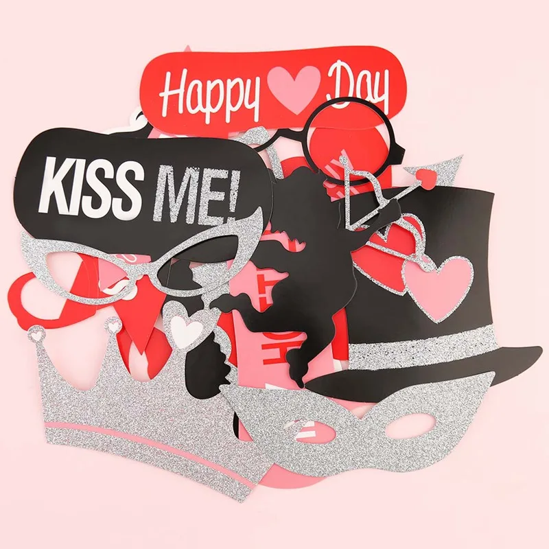 27Pcs DIY Photo Booth Props Funny Kiss Me Red Lip Glasses On A Stick Birthday Bride Wedding Decoration Party Accessories