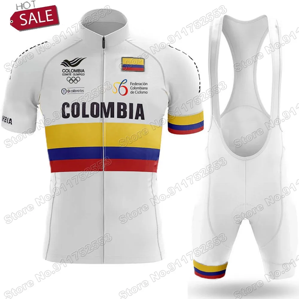 Комплект велосипедной одежды Colombia 2021 белая велосипедная одежда чемпиона мужская