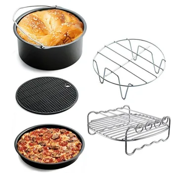 

New 1 Set 7inch Professional Air Frying Pan Accessories Fryer Baking Basket Pizza Plate Grill Pot Mat DIY Home Baking set Tool