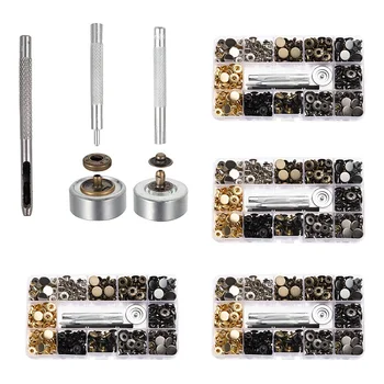 

Leather Snap Fasteners Kit,12.5mm Metal Button Snaps Press Studs,4 Installation Tools,6 Color Leather Snaps for Clothes,Jackets