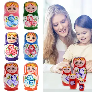 

5pcs Creative Russian Nesting Dolls Handmade Crafts Develop Children's Intelligence Necessary Fun Toys Lovely Matryoshka for Kid
