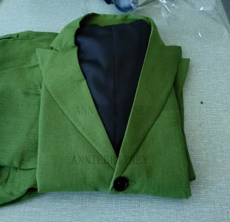

ANNIEBRITNEY 2019 Summer Green Linen Suit Men Set Casual Slim Fit Tuxedo Custom Made Groom Wedding Suits Blazer Terno Masculino
