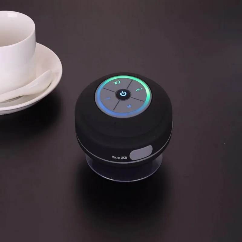 Открытый Bluetooth динамик Поддержка карты памяти с светодиодный лампой FM радио присоска водонепроницаемый беспроводной автомобильный динамик для мобильных телефонов