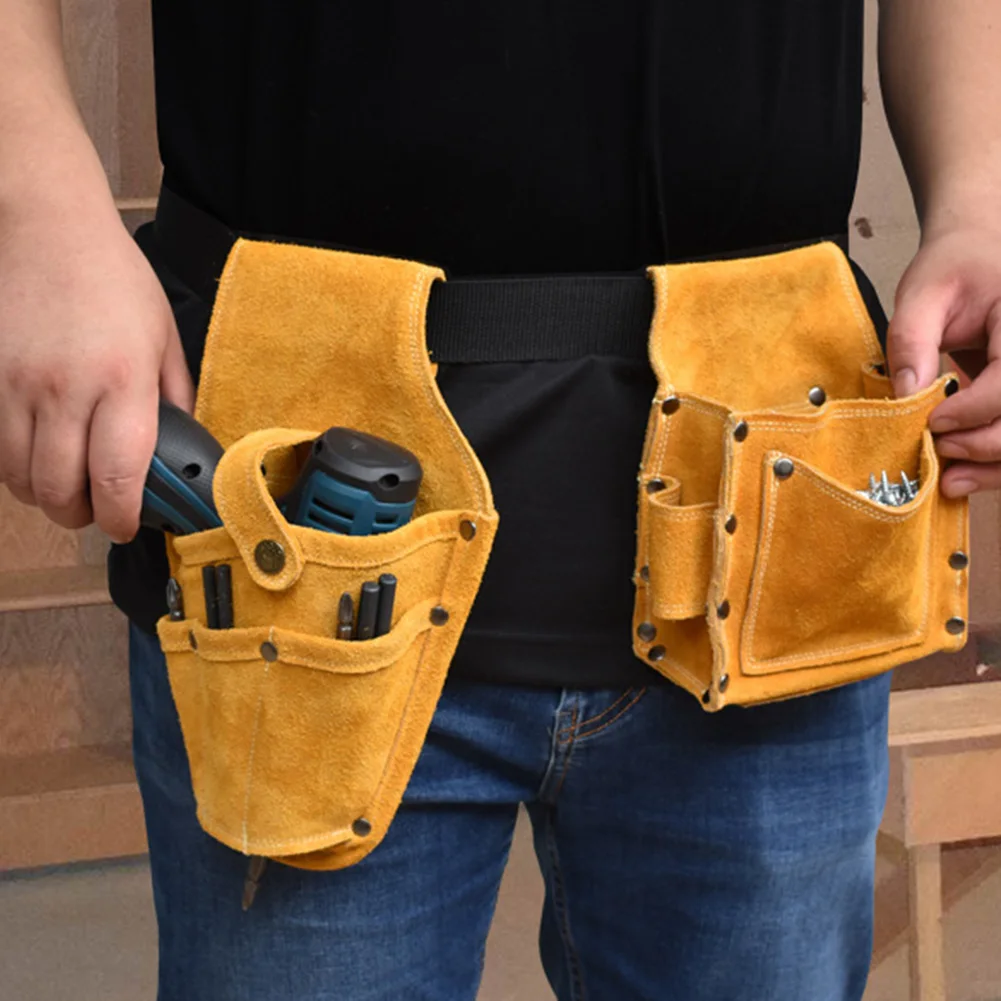 Travel Durable Parts Practical Portable Holder Screws Nails Electric Drill Artificial Cowhide With Belt Tool Storage Bag Fishing