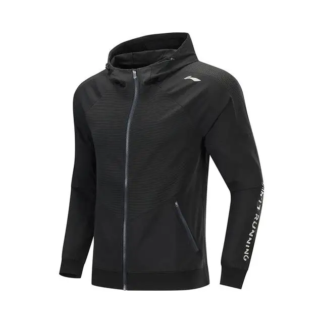Li-Ning мужской беговой серии трикотажный свитер Slim Fit полиэстер спандекс карманы Подкладка с капюшоном Спортивные куртки топы AWYP007 CJAS19 - Цвет: AWYP007-1H