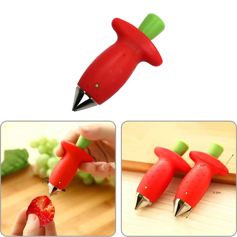 Strawberry Corer Fruit Leaf Remover Strawberry Huller Metal Tomato Stalks Plastic Remover Gadget Strawberry Hullers kitchen Tool