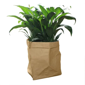 

Washable Kraft Paper Container Decorative Reusable Paper Bag Organizer Flowerpot Cover Toy for Decoration and Storage Size S(Bla