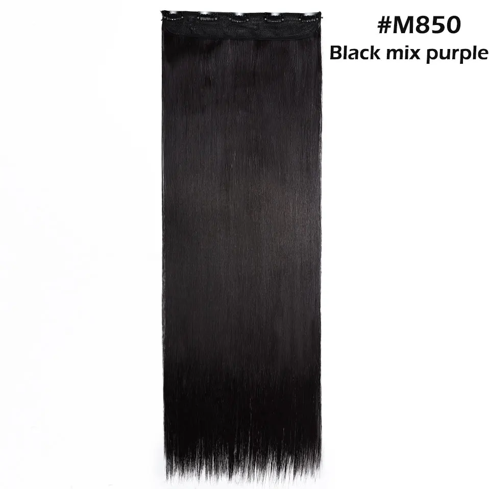 black purple S-nolilite 42 цвета 2" 24" 2" 30" Длинные прямые 5 клипсов в одной части волос удлиняющие синтетические наращенные волосы шиньон для женщин - Цвет: black purple