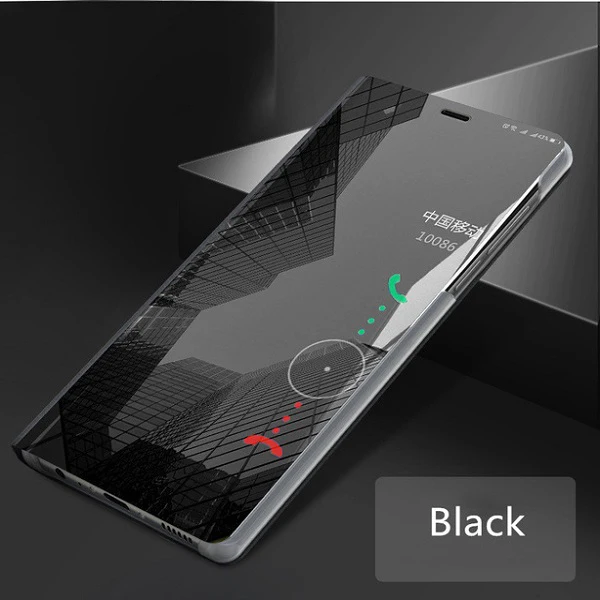 BLACK Clear View Смарт зеркало откидная крышка для Vivo IQOO Y17 Y15 Y97 Y95 Y91 NEX V15 X23 X21S X20 Y85 Y83 защитная крышка-чехол с подставкой - Цвет: BLACK