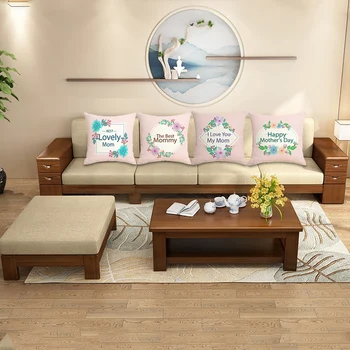 

Mother's Day Love Linen Cushion Cover Printed Car Sofa Bed Cushion Pillow Cover Hand-Painted Cute Cushion Cover