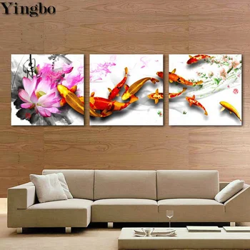 

Diamant Painting Koi Fish Lotus 5D DIY Diamond Painting Full Square/Round Embroidery Chinese calligraphy Cross Stitch mosaic