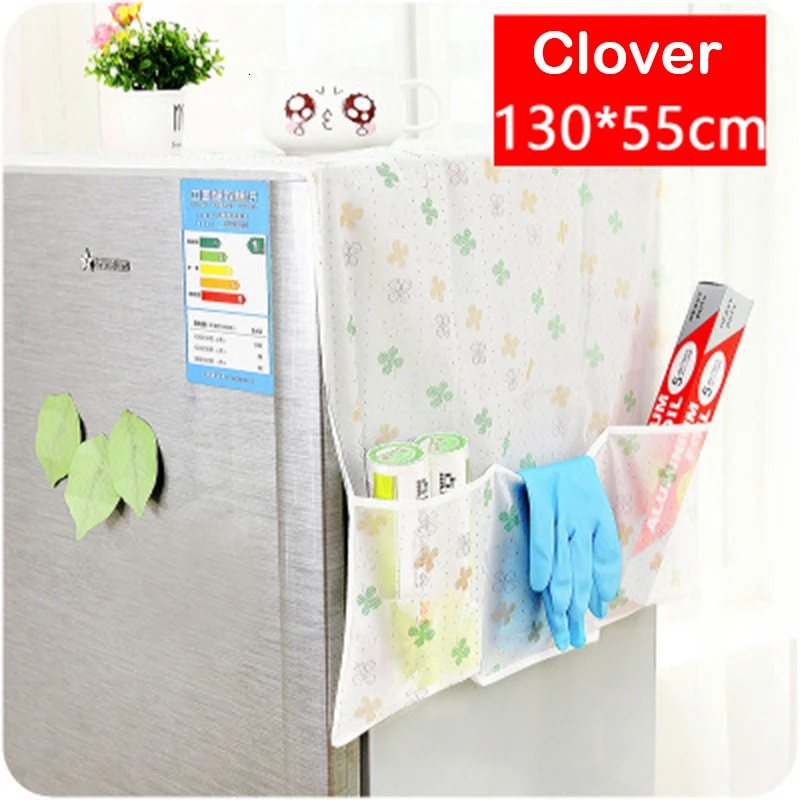 Clover pattern 1 шт. бытовой пылезащитный чехол для холодильника Мути-функциональный холодильник доказательство Сумка органайзер для хранения сумки кухонные принадлежности, аксессуары - Цвет: Clover pattern