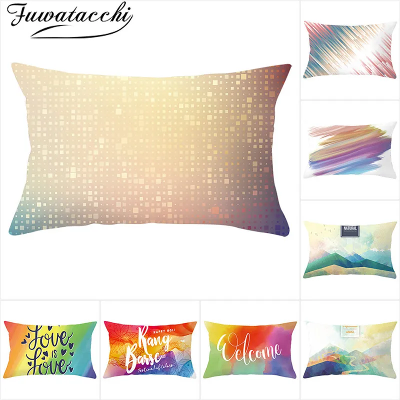 

Fuwatacchi Colorful Geometric Cushion Cover Rectangle Throw Pillow Covers Decorative for Home Decoration Pillowcases 30*50cm New