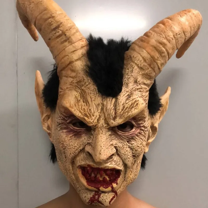 Страшная маска демон дьявол светящийся рог латексные маски украшение для