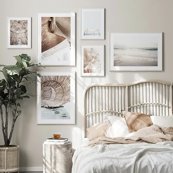 

Girl beach cabin wall art canvas painting seascape nordic posters and prints living room decoration painting wall