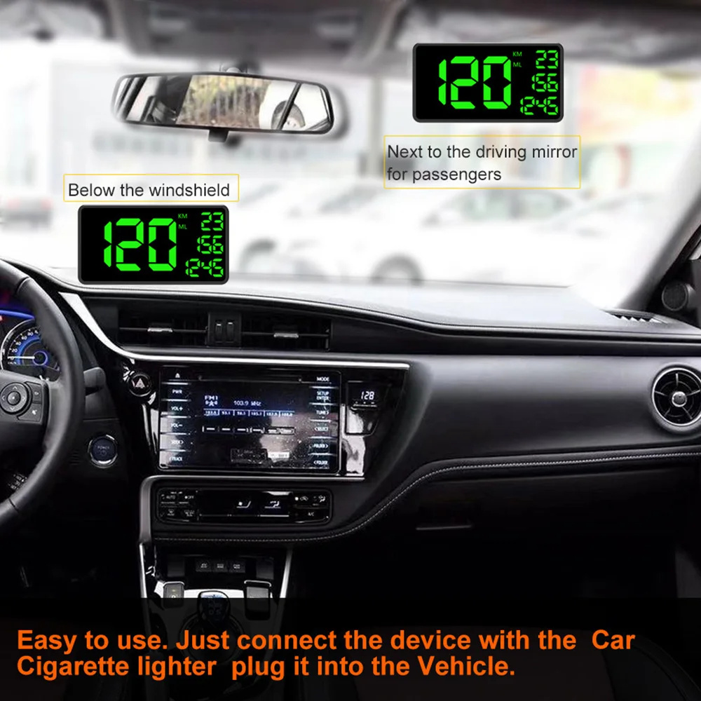 

Car Display GPS HUD Large Screen Universal Mileage Measuring Speed Meter C1090 ABS + PC