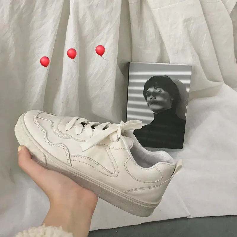 

White Shoes Women's 2019 New Style Versatile Hong Kong Style Skate Shoes Korean-style Athletic Shoes CHIC Shoe Students Retro Ca