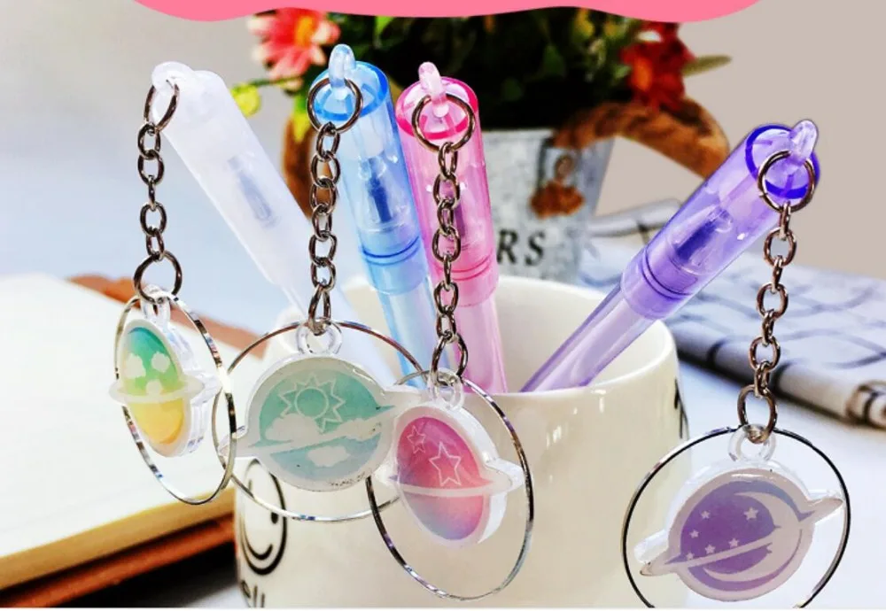korea pretty star sky pendant gel pen cartoon neutral pen student prize office black write pen promotion gift pen 0.5mm 48pc/lot
