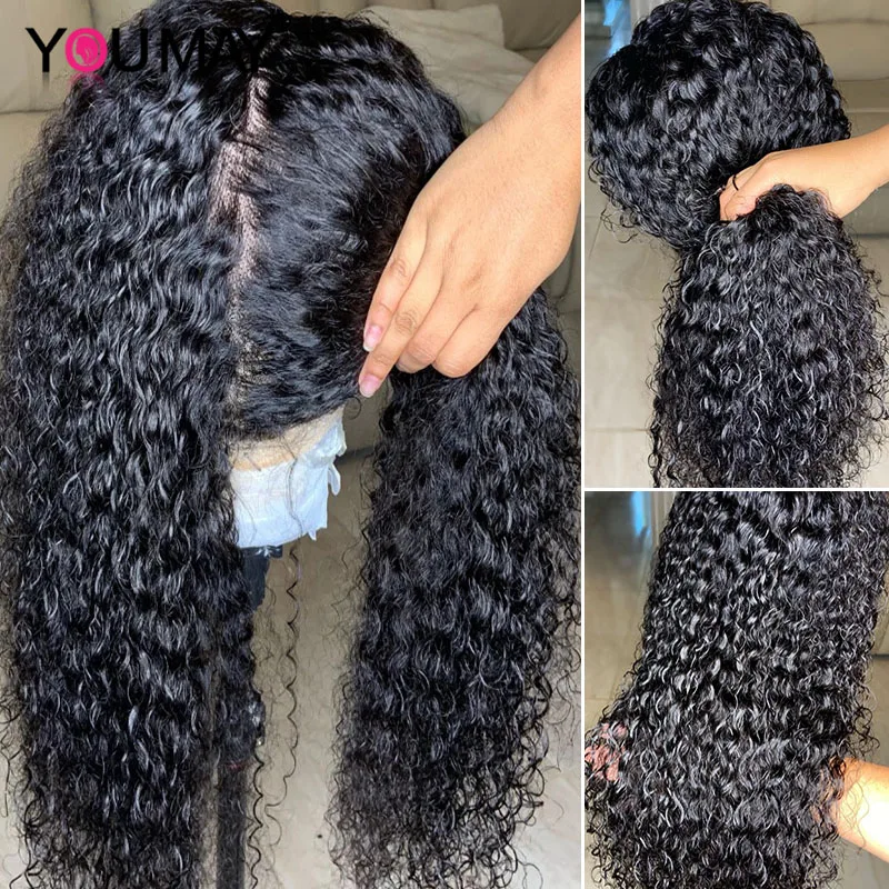 Comprar Pelucas de cabello humano de encaje Pre desplumado pelo de bebé falso cuero cabelludo sin pegamento brasileño rizado transparente Peluca de encaje completo para las mujeres que puede