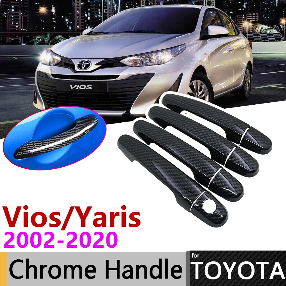 Черная крышка из углеродного волокна для наружной дверной ручки Toyota Vios Yaris XP40 XP90