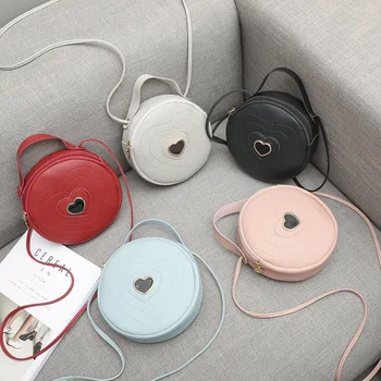 

Versatile Leisure Women's Small round Bag Circle Heart Shoulder Bags Crossbody Bags Handbagas Female Hipster Gift Bag For Girls