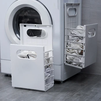 

Foldable Laundry Basket Wall Mounted Plastic Dirty Clothes Storage Basket Sundries Organizer Bathroom Punch-free Storage Basket
