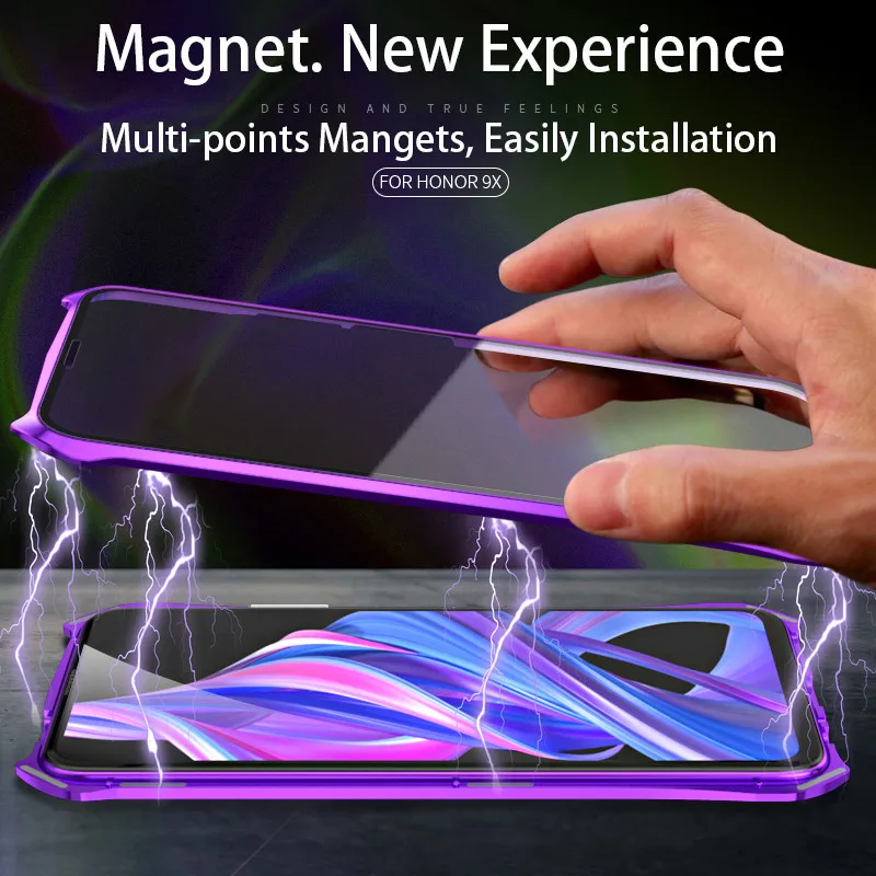 Чехол для huawei Honor 9X, чехол, двойное стекло в рамке, Магнитный чехол king, чехол для huawei Honor9X, Магнитный чехол все включено