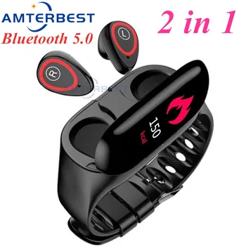 

AMTERBEST M1 Smart Fitness Bracelet with Bluetooth Earphone Pedometer Hate Rate Blood Pressure Monitor Heath Bracelet for Phones