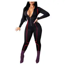 Slim Fit Women Jumpsuits Sexy Solid Color V Neck Long Sleeve High Waisted Zipper Jumpsuit Long Monos de Fiesta 2020 New Hot E Slim Fit Women Jumpsuits Sexy Solid Color V Neck Long Sleeve High Waisted Zipper Jumpsuit Long Monos de Fiesta 2020 New Hot E