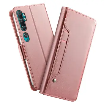 

For Xiaomi Mi Note 10 Case Luxury PU Leather Flip Stand Wallet Cover with Card Slot and Mirror for Xiaomi Mi CC9 Pro Case Armor