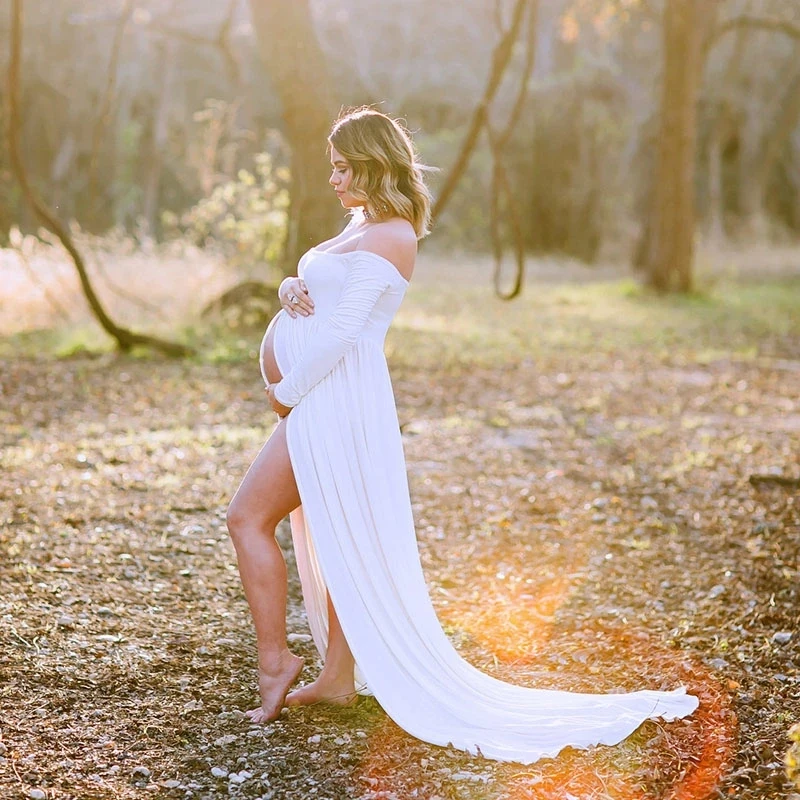 Maternity-Dress Dresses Photography-Props Chiffon Maxi-Gown
