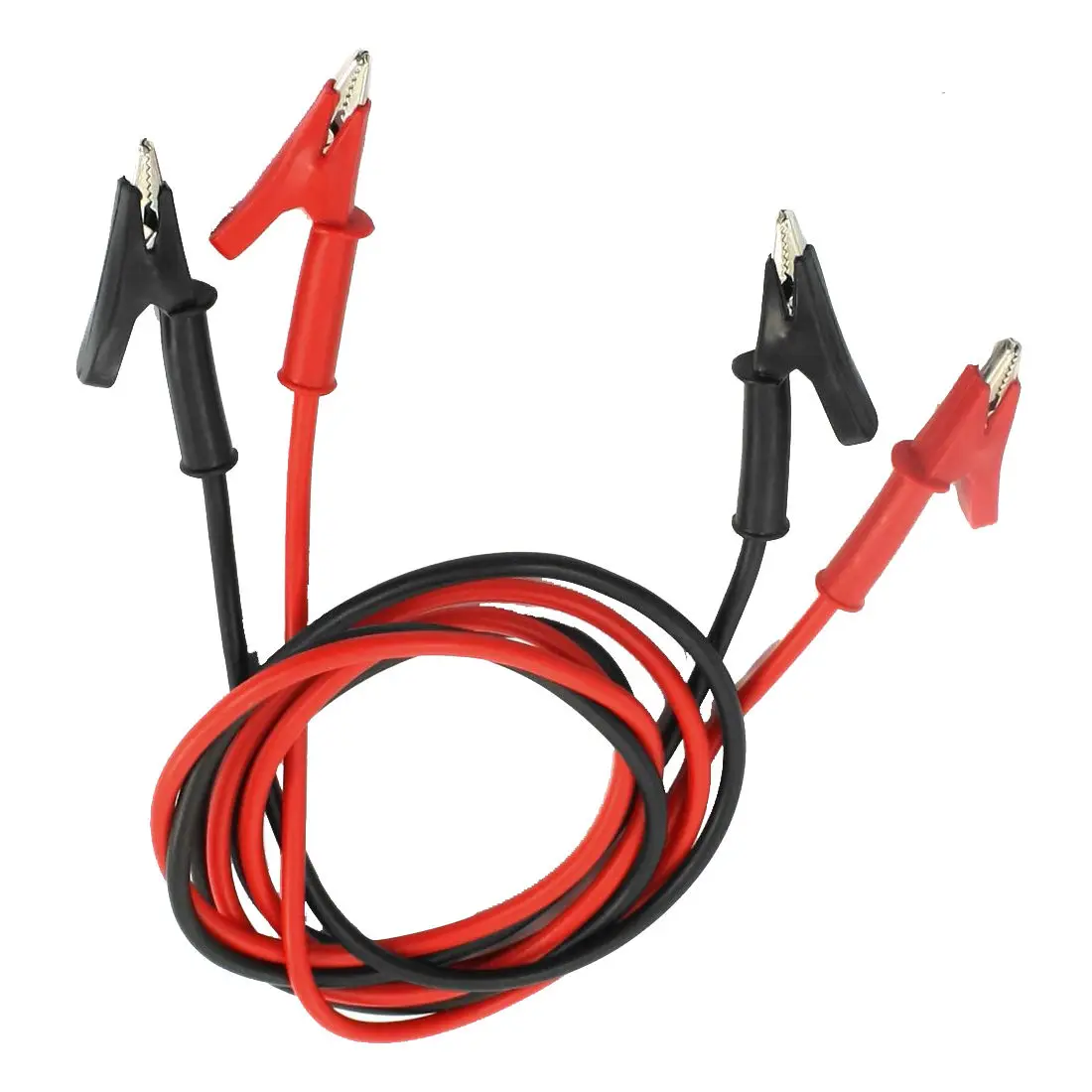 Alligator clips electric test clamp test probes 2Pcs red and black 1m long alligator clip electrical clamp insulated test lead cable pair