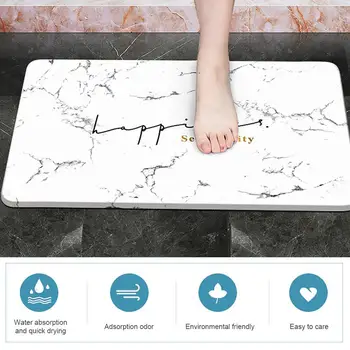 

Bath Mat Absorbent Diatomaceous Earth Simple Marbled Road Nonslip Bathroom Floor Mats For Fast Water DryingSelf-Refreshing Hard