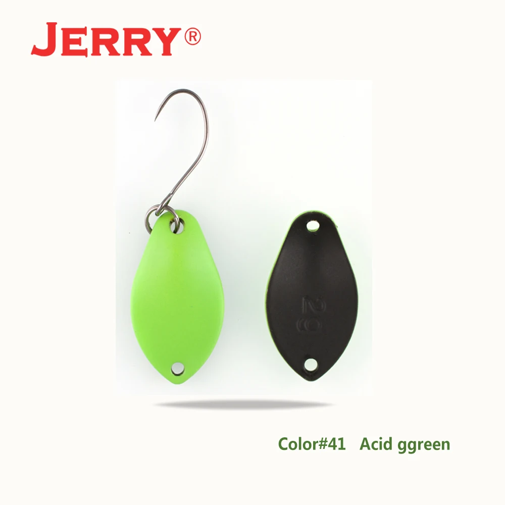 Acid green Jerry 2 г 3 г микро форели ложки сверхлегкие латунные рыболовные ложки один крючок Пресноводные металлические приманки зона окуня для ловли щуки pesca - Цвет: Acid green
