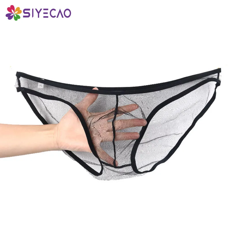 

Sexy Men's Briefs Ultra-thin Transparent Low Waist Men Briefs Panties Mesh Gauze Breathable European Size Mens Underwear Panty