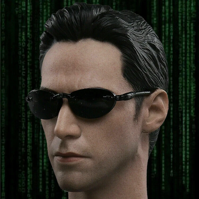 

In Stock 1/6 JXTOYS JX033 Keanu Reeves Neo Head Sculpt With Glasses F 12" Male Figure Body