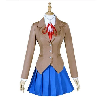 

Doki Doki Literature Club Monika Cosplay Sayori Yuri Natsuki Costume School Uniform Suit Girl Women (Coat+Dress+Shirt+Vest+Tie)
