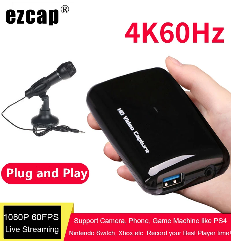 Ezcap 287 287P 261 266 обновление до 301 4K HD 1080P 60fps Карта видеозахвата HDMI к USB 3,0 Запись в реальном времени