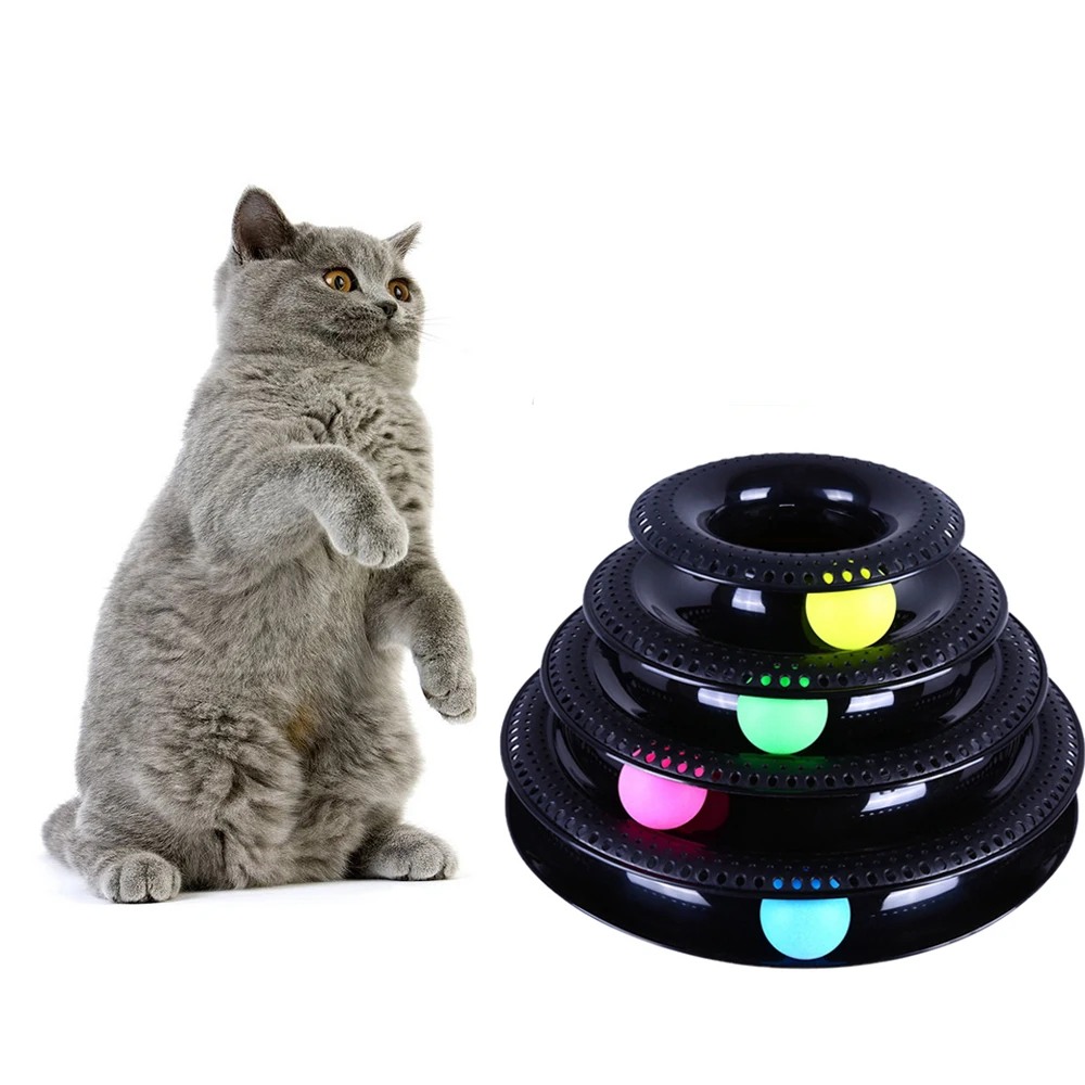 

5 Levels Pet Cat Toy Tower Tracks Disc Cat Intelligence Amusement Triple Disc Cats Ball Toys Training Amusement Plate