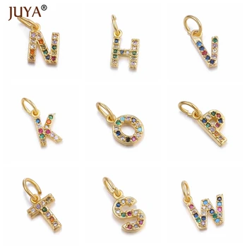 

Juya 13*6mm A-Z Colorful Zircon Letter Charms Rhinestone Fashion Small Pendants for DIY Necklace&Bracelets Jewelry Making Charms