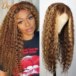 P4-27 Deep Curly Lace Frontal Human Hair Wigs 4x4 Closure Wig 32 Inch Brazilian Remy Hair Preplucked Hairline Wigs for Women