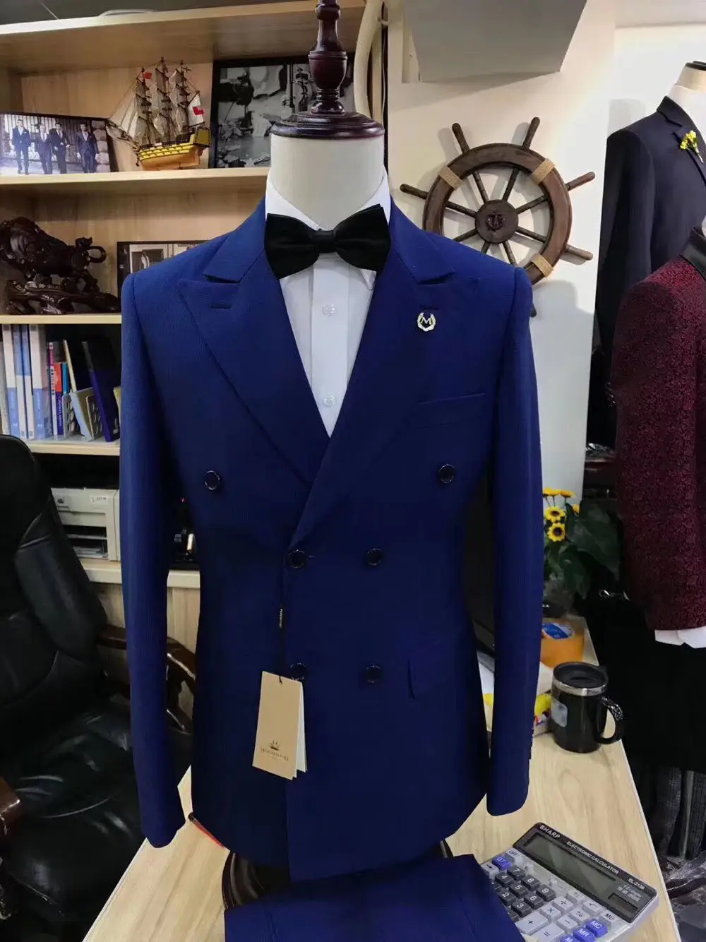 Стиль Дизайн двубортный костюмы для свадьбы Для мужчин куртка Slim Fit узкие брюки 2 шт. жениха блейзер - Цвет: as picture