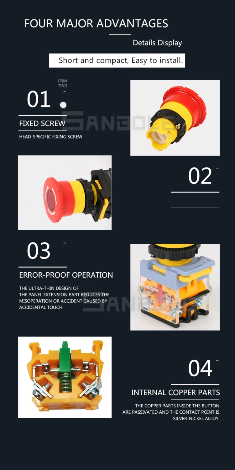 22 мм водонепроницаемый Электрический аварийный стоп кнопочный переключатель LA155-B-11ZS блок питания четыре винтового терминала