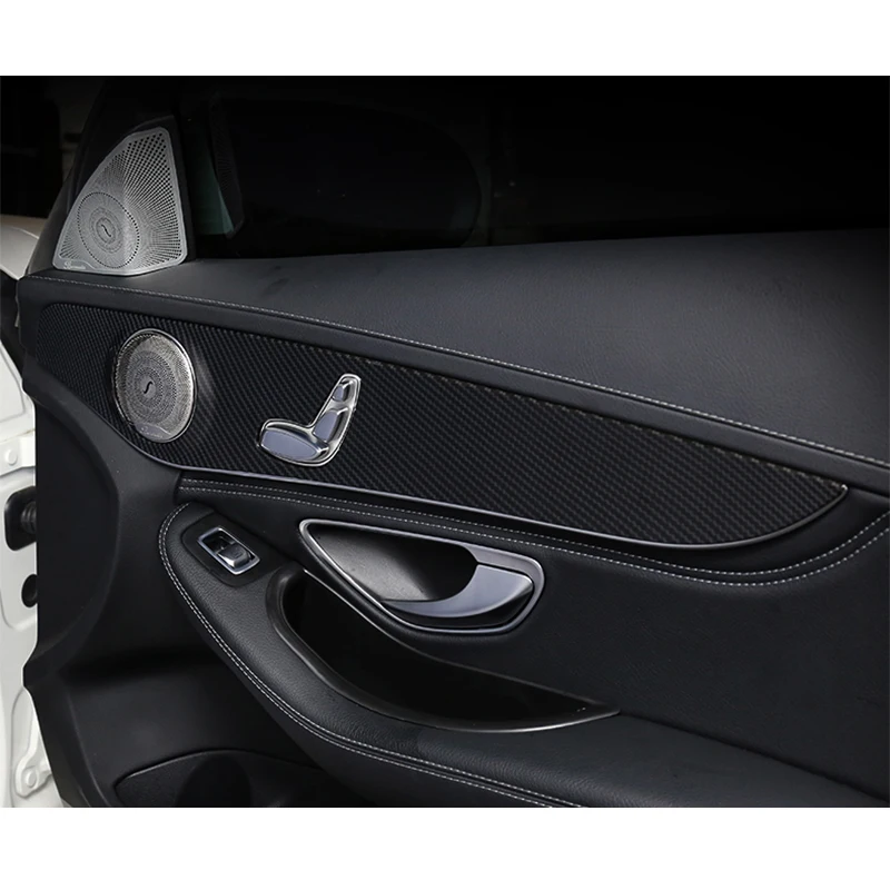 Для Mercedes Benz C Class C180L C200L автомобильный Стайлинг углеродное волокно Авто ручка панель Крышка отделка дверная чаша наклейка отделка