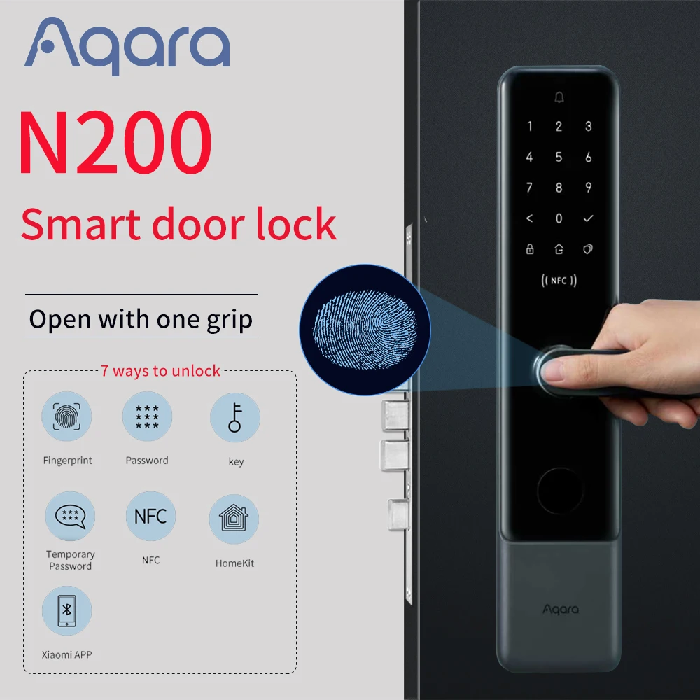 Умный дверной замок Aqara N200 сцепление со сканером отпечатка пальца/паролем/Bluetooth/NFC