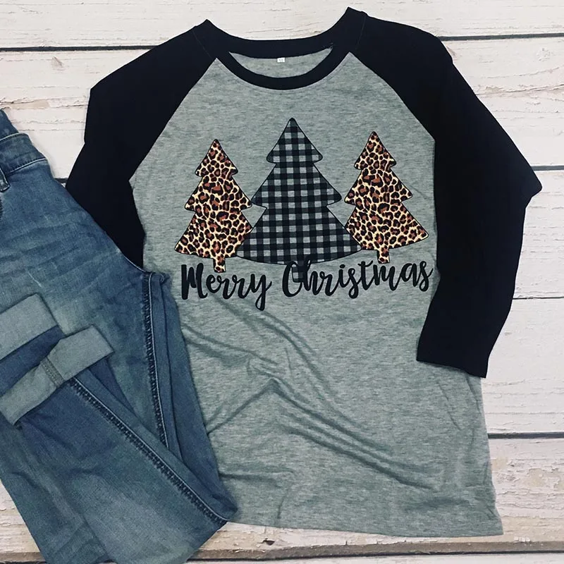 

Merry Christmas Trees Shirt Woman Print Holiday Tshirts Long Sleeve Women Plus Size Print Tee 90s Graphic Top Thanksgiving